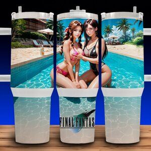 Final Fantasy 7 - Tifa Lockhart & Aerith Swimsuits Cup Mug Tumbler 40oz